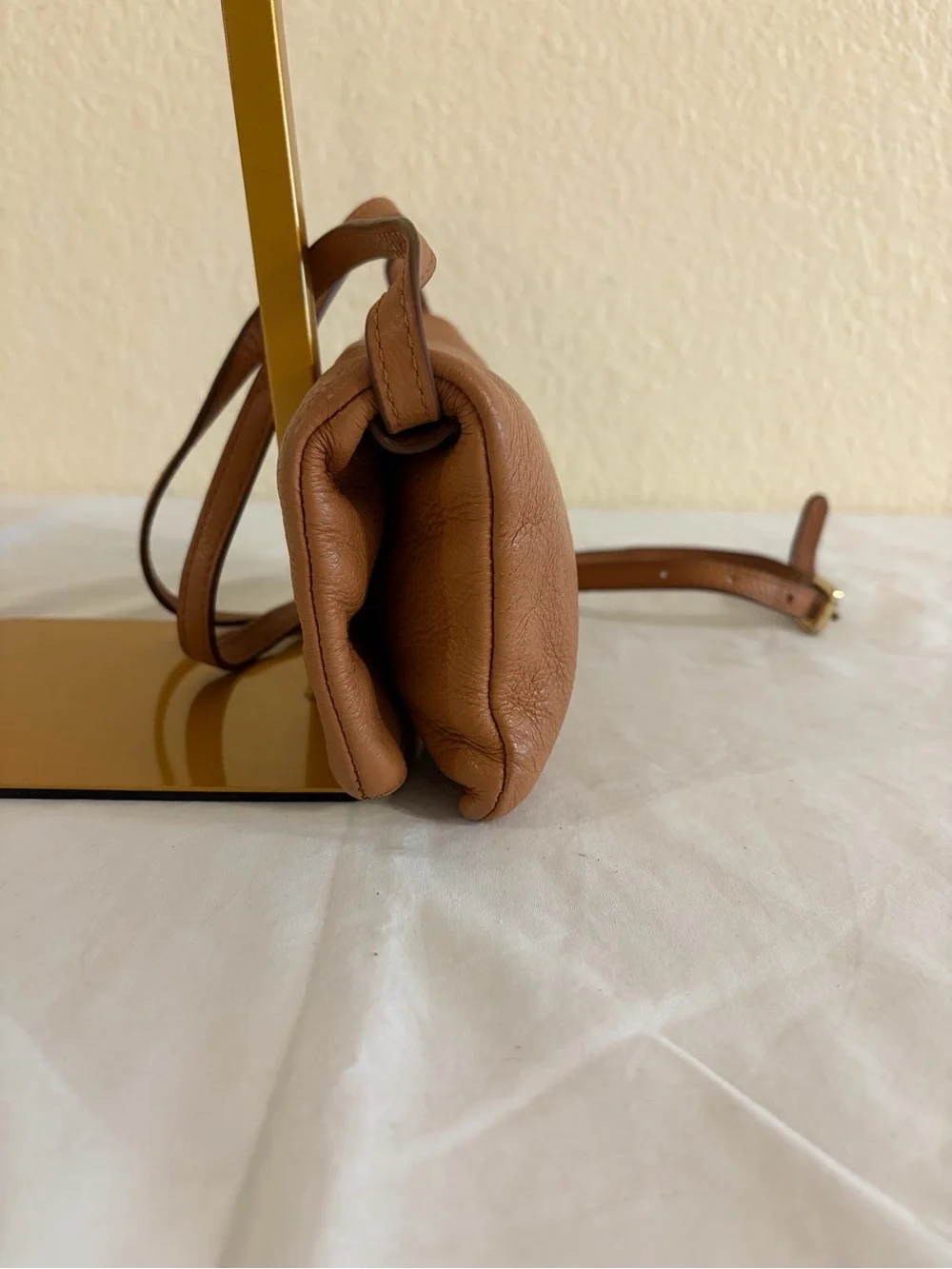 Tory Burch Tan Crossbody Bag with Embossed Logo